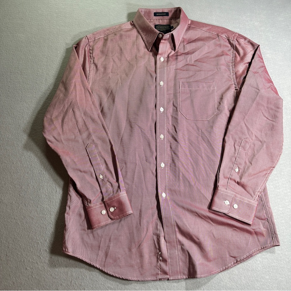 Pendleton Bridgeport Shirt Mens Large Red Stripe Button Down Long Sleeve Casual